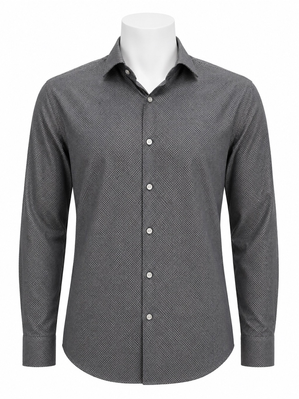 Size 16.5 Hugo Boss Men’s Slim Fit Grey Diamond Pattern Dress Shirt Button Up